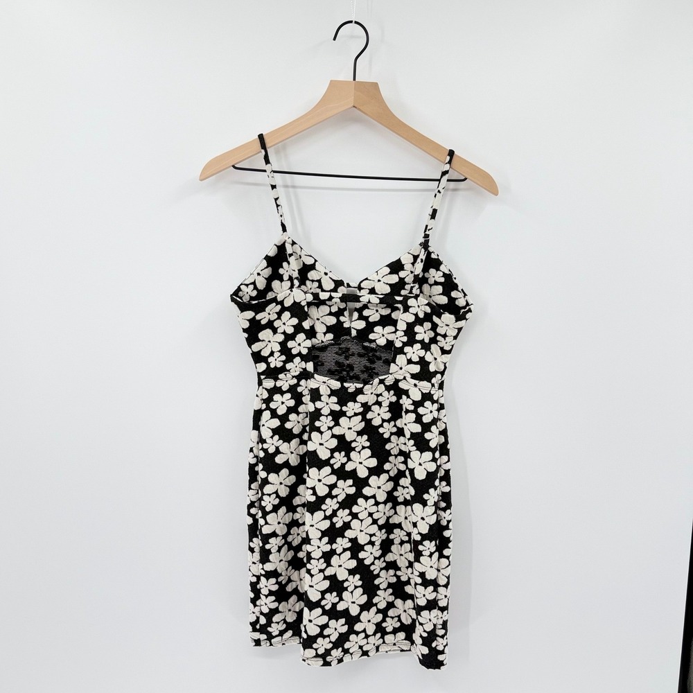 Wild Fable Mini Dress Floral Black White 90s Y2K Bodycon Retro Size S EUC - Picture 5 of 6